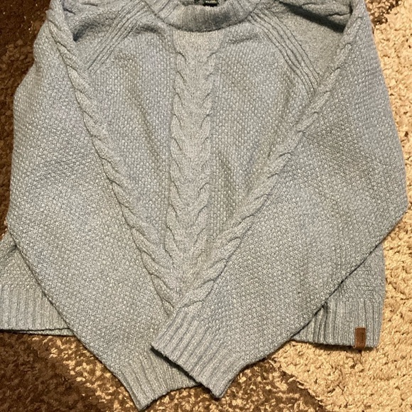 Roots Light Blue Cable crop Knit Sweater - Picture 4 of 6